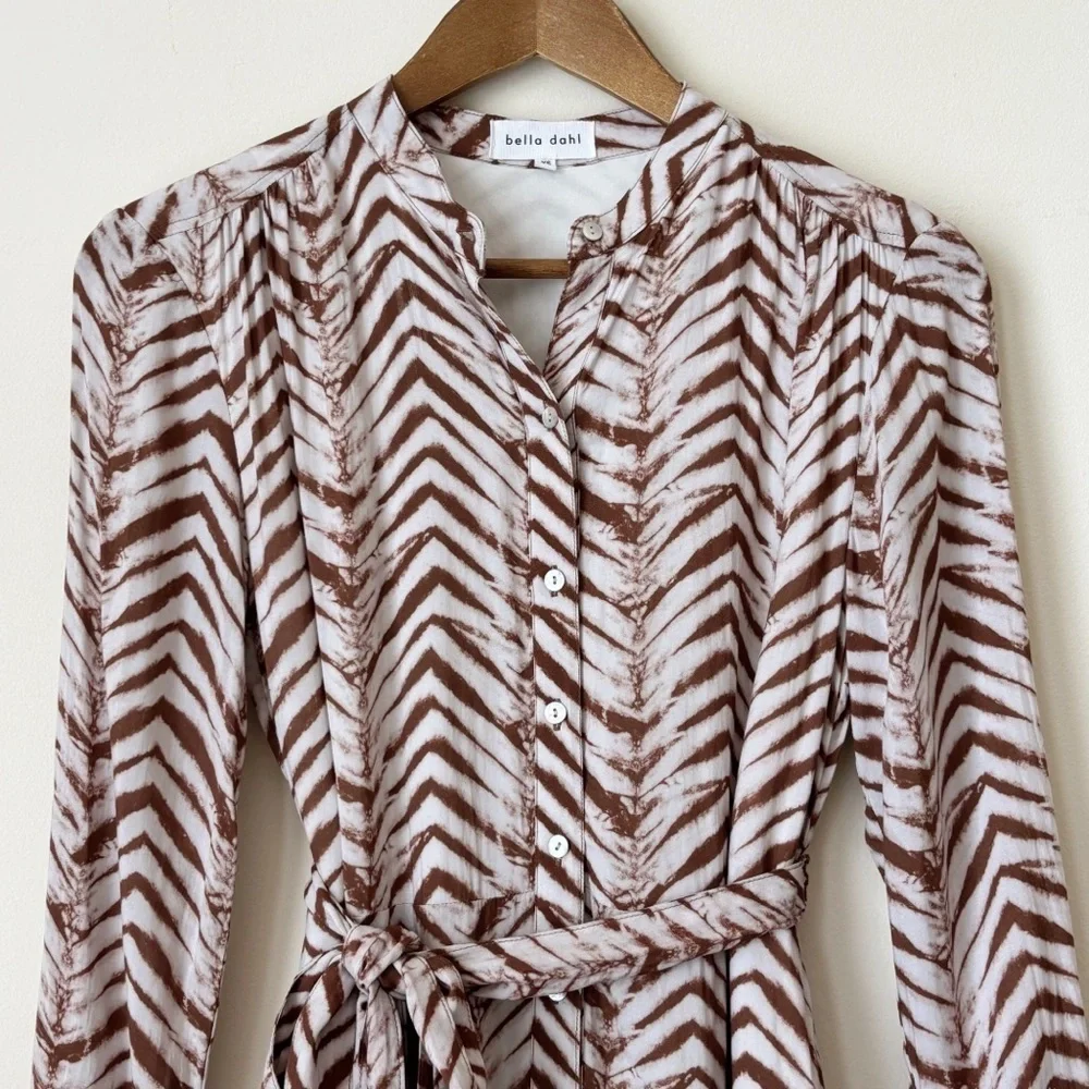 Bella Dahl Flowy Chevron Print Midi Dress XS Bohemian Summer - Picture 3 of 11